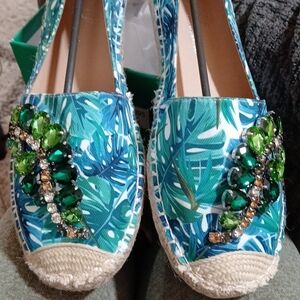 Lauren Lorraine Blue and Green Gem Flats
